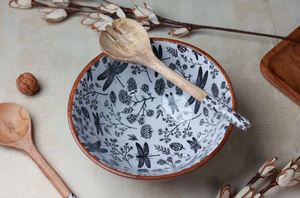 Vaisselle décorative de bol en bois imprimé coloré artisanal pour le service de cuisine de table à manger et la décoration intérieure de la maison - Product Image 3