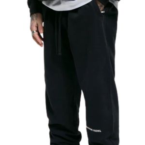 Core Jogger à revers noir 100 coton polaire lourd coupe décontractée pantalon Streetwear avec ceinture élastique et poche zippée - Product Image 6
