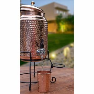 Bulk Wholesale Pure Copper Drink Dispenser 8L/12L Copper Water Storage Tank with Brass Faucet Ayurvedic Healing Copperware Set - Product Image 1