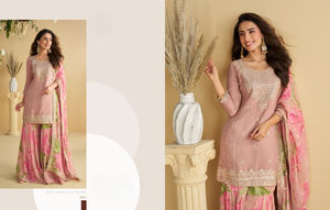 Salwar Kameez de Seda Chinon Real para Mujer - Ropa de Boda y Fiesta para Todas las Temporadas de Secado Rápido - Product Image 2