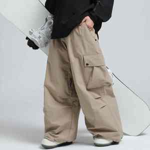 Pantalon de ski unisexe imperméable, respirant, coupe-vent, écologique, en laine, extensible, léger, avec évents intérieurs aux jambes, pantalon ample - Product Image 6