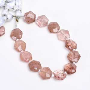 Cuentas de piedras preciosas con forma de moneda facetada de cuarzo de fresa Natural, cuentas de lujo de piedra suelta de 10x11mm para fabricación de joyas directas de fábrica - Product Image 6