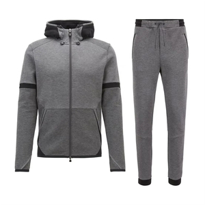 Customized Unisex <b>Matching</b> Lightweight Comfortable 100% Cotton Solid Spring Two Piece <b>Jogger</b> Trendy Zipper Tracksuits <b>Set</b> Winter - Product Image 1