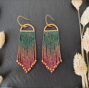 Luxury Quality <b>Emerald</b> Green Beaded Tassel Earrings - Product Image 1