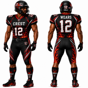 Crest Men's American <b>Football</b> Uniform Set Black Maroon Sublimated Jersey Pants Fitted Moisture Wicking Adult All Seasons - Product Image 3