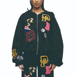 Ensemble 2 pièces de haute qualité pour femmes, sweat-shirt à manches longues ample et surdimensionné pour hommes, sweat-shirt et survêtement avec broderie et fermeture éclair, sweat-shirt pour hommes - Product Image 5