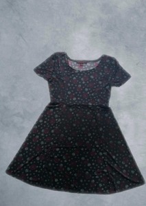 Vestido de gasa con silueta recta de verano para niños, estampado Floral informal, manga corta, tejido lavable, hecho de rayón, cintura Natural - Product Image 2