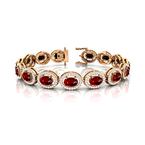 สร้อยข้อมือทับทิมบริสุทธิ์14K ทรงรีตัดด้วยเพชรสีแดงประดับเพชรด้านข้างสร้อยข้อมือทับทิมทำมือราคาโรงงานขายส่ง - Product Image 5