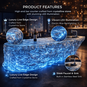 Mostrador de Bar Artístico para Residencias y Villas, Mostrador de Isla Luminoso de Cristal, Mesa de Té de Resina Transparente Estilo Glaciar para Recepciones y Tiendas - Product Image 5