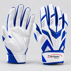 Premium Quality American Football <b>Gloves</b> Full Finger <b>Sports</b> <b>Gloves</b> White Blue PU Breathable Hook And Loop Unisex All Seasons - Product Image 6