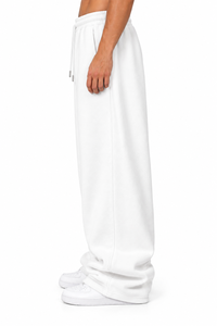 Pantalon de survêtement en molleton de coton blanc pour homme, style Hip Hop italien, taille élastique avec cordon de serrage, coupe décontractée, délavé, pour l'hiver - Product Image 3