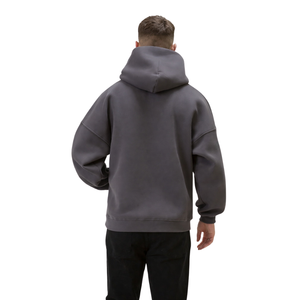 Sudadera con Capucha Extra Grande para Hombre, Color Carbón, 50% Algodón, 50% Poliéster, Hombros Caídos, Estilo Urbano, Tinte Liso, Sudadera de Invierno - Product Image 3