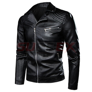 2026 Customized High Quality PU <b>Leather</b> <b>Jackets</b> <b>Men</b> Winter Solid Stand Collar Breathable Eco-Friendly High Street <b>Men</b> <b>Jacket</b> - Product Image 1