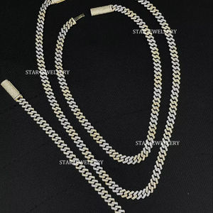 925 plata esterlina 8 MM ancho Unisex VVS Moissanite diamante pulsera cubana joyería fina. - Product Image 1