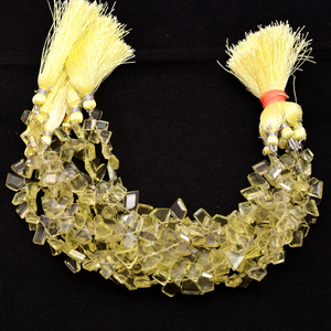 AAA Lemon Quartz 6x8mm-7x10mm Faceted Nugget Beads Natural Quartz Semiprecious Gemstone <b>Step</b> Cut Tumbled Fancy Beads For Jewelry - Product Image 2