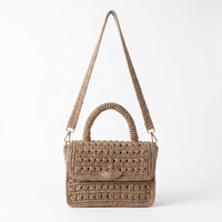 Sac bandoulière en raphia tressé fait main pour femme, sac à rabat avec chaîne, léger, style vintage, pour soirée et voyage