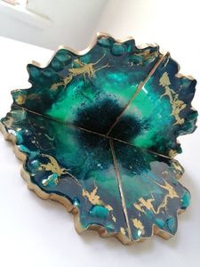 Juego de 2 posavasos de resina de color rosa azul y dorado para uso doméstico en hoteles y restaurantes Juego de posavasos de resina y vasos de vidrio - Product Image 3