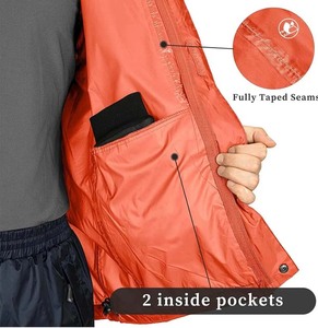 OEM High Street <b>Men's</b> Premium Orange Windbreaker Canvas <b>Rain</b> <b>Jacket</b> <b>Lightweight</b> Windproof Outdoor Shell with Adjustable Hood - Product Image 4