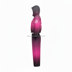 Conjunto cortavientos de poliéster con estilo de talla grande, diseño de panel negro magenta degradado, conjunto cortavientos bordado o impreso personalizado - Product Image 5