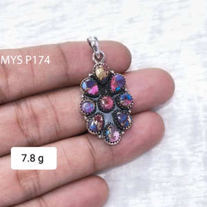 Colgantes de Plata de Ley 925 con Piedras Preciosas de Turquesa Ostra, Joyería a Precio de Mayoreo - Product Image 1