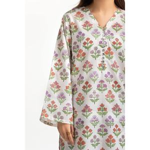 ชุดเซ็ตเสื้อผ้าผู้หญิงลายแจ็คการ์ดสีขาวนวล สวมใส่ได้ทุกวัน ชุดสองชิ้น กางเกงขาสั้น แขนสามส่วน ตกแต่งกระดุม สไตล์ฤดูร้อน - Product Image 1