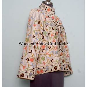 Chaqueta Universitaria de Invierno y Otoño, Estilo Bohemio, Bordado Floral, Terciopelo Ecológico, Resistente al Viento, Transpirable, Relleno de Algodón Suzani, Tejida - Product Image 6