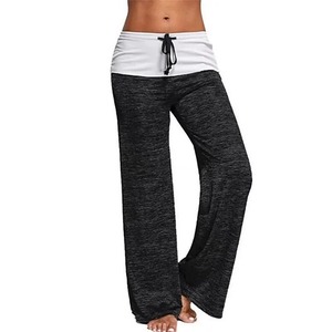 2025 New Loose <b>Leggings</b> Women Wide Leg Pants <b>Lace</b> Up Fitness Plus Size Trousers High Waist Female Patchwork Boot Cut Pants - Product Image 4
