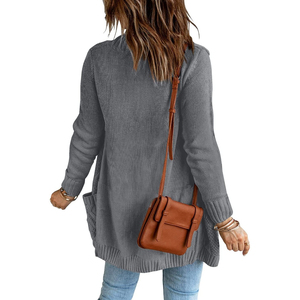 Women's Sweater Casual Long Sleeve Outwear Open Front <b>Cardigan</b> with <b>Button</b> Chunky Cable Knit Winter Sweater Pockets Loose Coat - Product Image 2