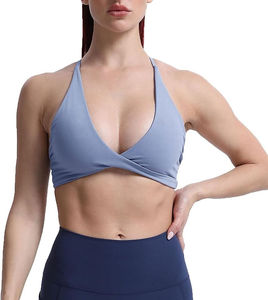 Haute qualité 2023 soutiens-gorge de sport pour femmes Fitness dos nu rembourré soutien-gorge Yoga haut court couleur unie soutien-gorge de gymnastique avec 100% Polyester Spandex - Product Image 3