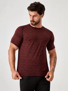 Camiseta deportiva transpirable de LICRA y algodón para hombre, Camiseta deportiva con cuello redondo para gimnasio, Fitness, correr, camiseta de entrenamiento de tela tejida a la venta - Product Image 5