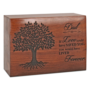 Urna de cremación de palisandro, diseño de árbol de la vida, Placa dorada, recuerdo conmemorativo de madera de mango para cenizas de adultos - Product Image 5