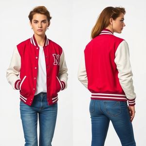 Chaqueta Universitaria de Béisbol: Nuevo Estilo, Cuerpo de Lana, Mangas de Cuero, Logotipo Personalizado, Botones a Presión, Acolchado Grueso y Cálido - Product Image 1