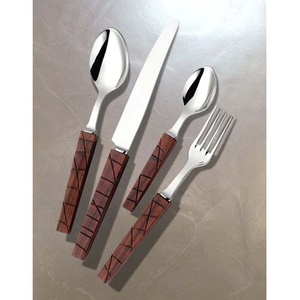 Couverts en acier inoxydable avec manche en bois, service de table moderne et en argent, vaisselle de luxe pour restaurant, mariage, maison, hôtel, livraison gratuite - Product Image 1