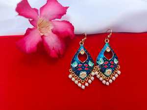 Meenakari Jhumka, pendientes pintados a mano, joyería tradicional india para mujer, tendencia, favores de boda, accesorios de regalo de devolución de fiesta - Product Image 3