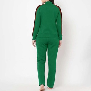 Conjunto de chándal con cremallera y bloque de color de algodón 100% para mujer, ropa informal transpirable de invierno, chándal con logotipo frontal - Product Image 2