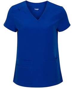 Conjunto de Top y Pantalón Cargo con cuello de pico elástico para mujer, abrigos de laboratorio, uniformes de enfermera, ropa de Hospital, ropa médica al por mayor - Product Image 2