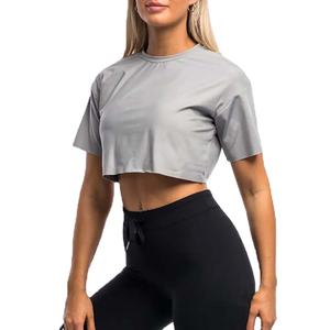 Camisetas cortas holgadas de estilo urbano para mujer, con bordado estampado, 100% algodón orgánico, camisetas lisas de verano para mujer - Product Image 1