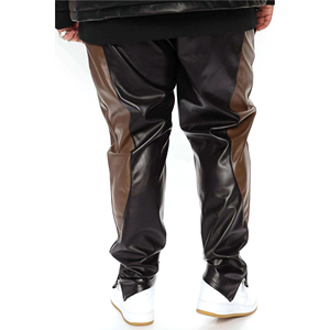 กางเกงหนังเทียมสำหรับผู้ชายสีดำ/ น้ำตาล, 100% โพลีเอสเตอร์กันลมได้ดีมีดีไซน์ตามสั่งสีดำ - Product Image 6
