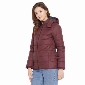 Veste matelassée tendance pour femme, hiver, chaude, tissu respirant, motif uni, capuche amovible, fermeture éclair - Product Image 5