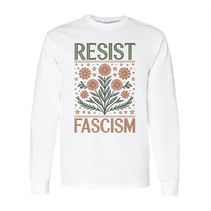 T-Shirt a Maniche Lunghe 'Resist al Fascismo' Unisex, Girocollo con Stampa Serigrafica per Adulti, Attività Promozionali - Product Image 3