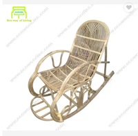 Fauteuil à bascule en bambou écologique pour l'extérieur, fonction massage, repose-pieds rétractable, design mobile, style mid-century moderne pour balcon