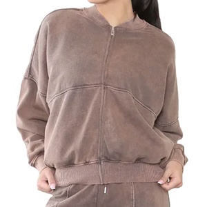 Survêtement urbain pour femmes Survêtement taille haute Joggers Zipper Acid Wash Sweat Suit pour femmes Cozy Vintage Look 2026 - Product Image 2