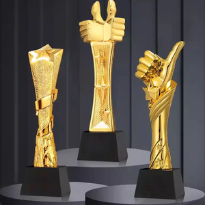 Personalizado grande de latón Metal dorado plata cobre color hecho a mano deportes premios fantasía fútbol trofeo extravagante cristal - Product Image 2