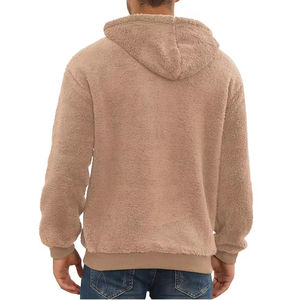 Sudadera con capucha Sherpa para hombre al por mayor transpirable color sólido lana de cordero cálido logotipo personalizado sudaderas con capucha de lana Polar para hombre - Product Image 2