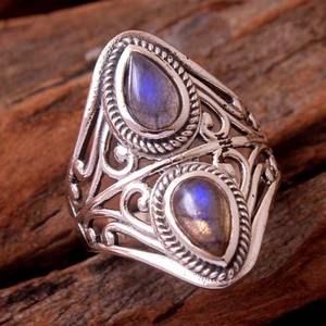 Anillo de moda sólido 925 joyería de plata esterlina Natural Multi fuego labradorita piedra preciosa anillo hecho a mano 925 sello joyería de plata - Product Image 2