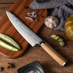 มีดสแตนเลสดามัสกัสจากญี่ปุ่นทำด้วยมือด้ามไม้มะกอกสำหรับใช้ในครัว - Product Image 6