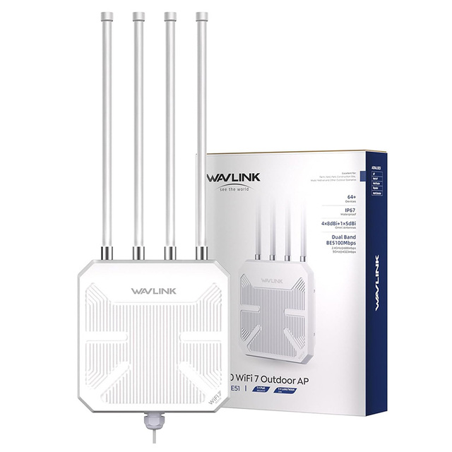 New Hot Seller Long Range 1KM Mesh Wireless Coverage WiFi Extender Outdoor Access Point BE5100 Wavlink WiFi 7