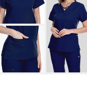 Haute qualité hôpital gommages uniforme ensemble infirmière Polyester Spandex femmes gommage ensembles uniformes soins infirmiers hommes gommages médicaux - Product Image 2