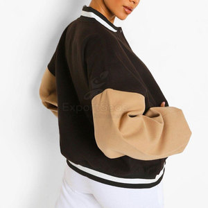 Chaqueta con letras de aspecto clásico con dobladillo acanalado y cuello Chaqueta con letras de calle informal con parche de letras de moda - Product Image 2