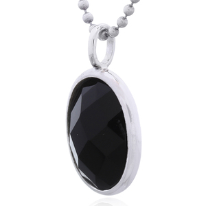 Pendentif ovale en agate noire saisissant dans un cadre en argent sterling - Product Image 2